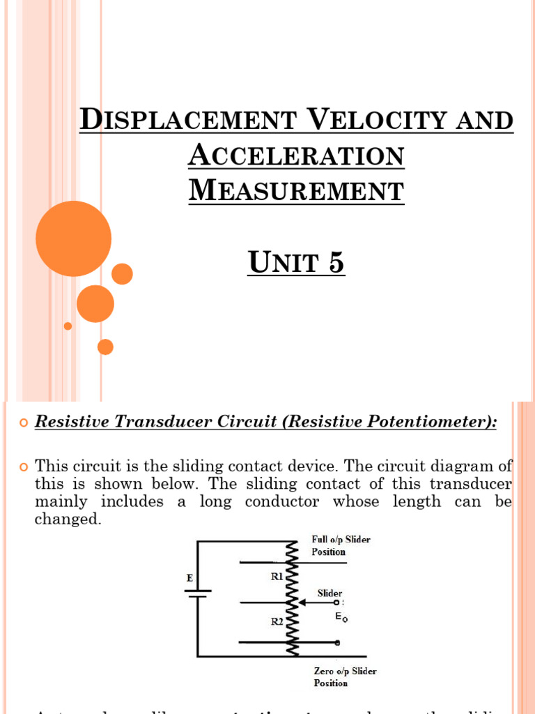 Unit 5 Displacement, Velocity and Acceleration Measurement | PDF ...