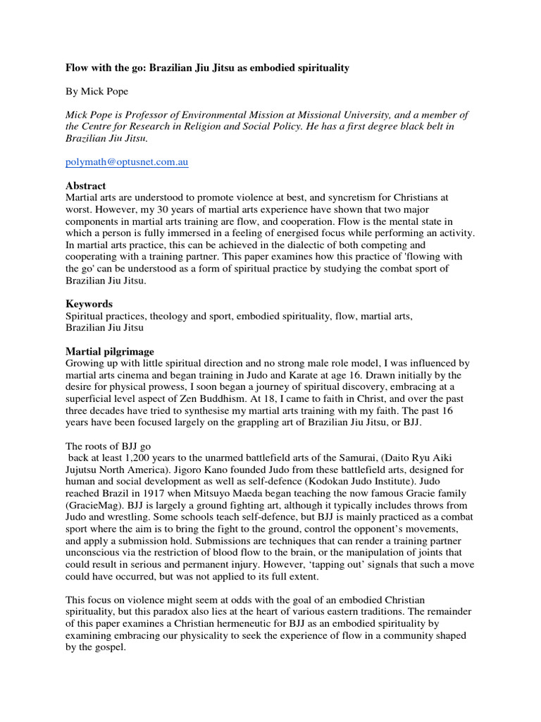 Flow With The Go Brazilian Jiu Jitsu As PDF Flow (Psychology