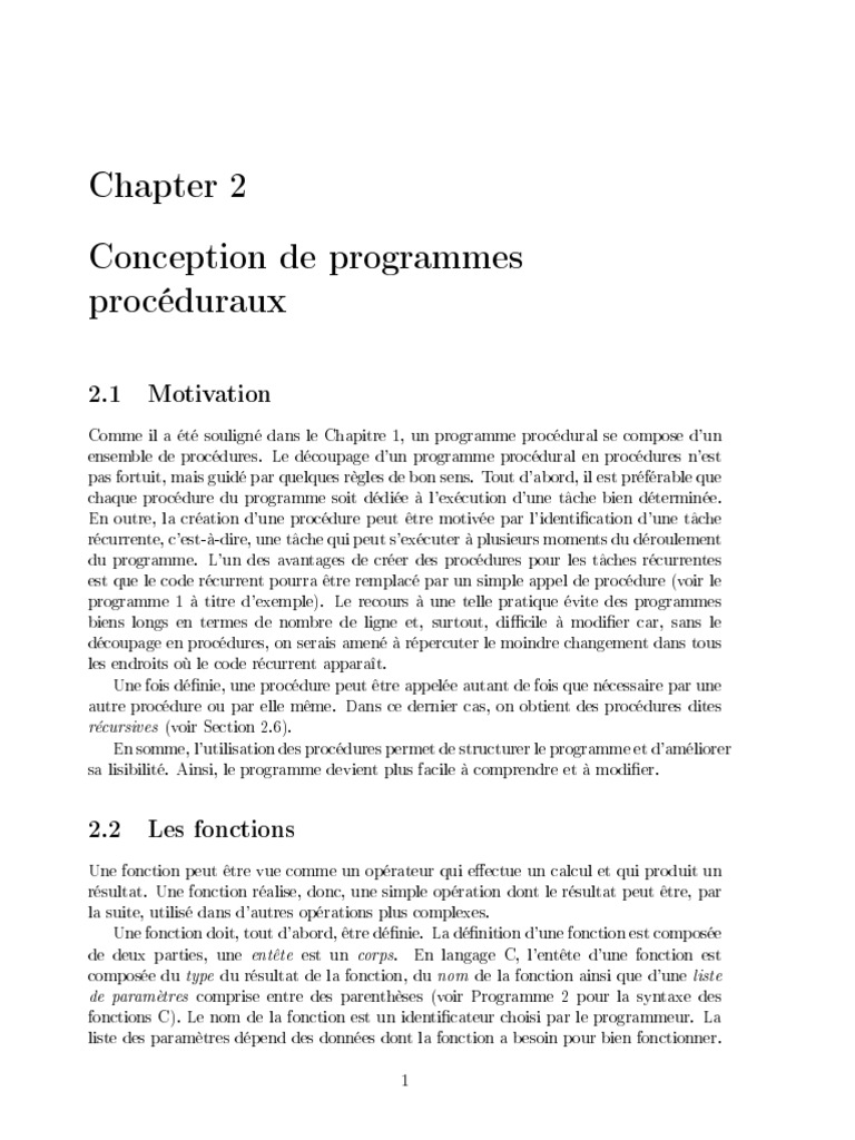 Conception de programmes procéduraux | PDF | Programme informatique ...