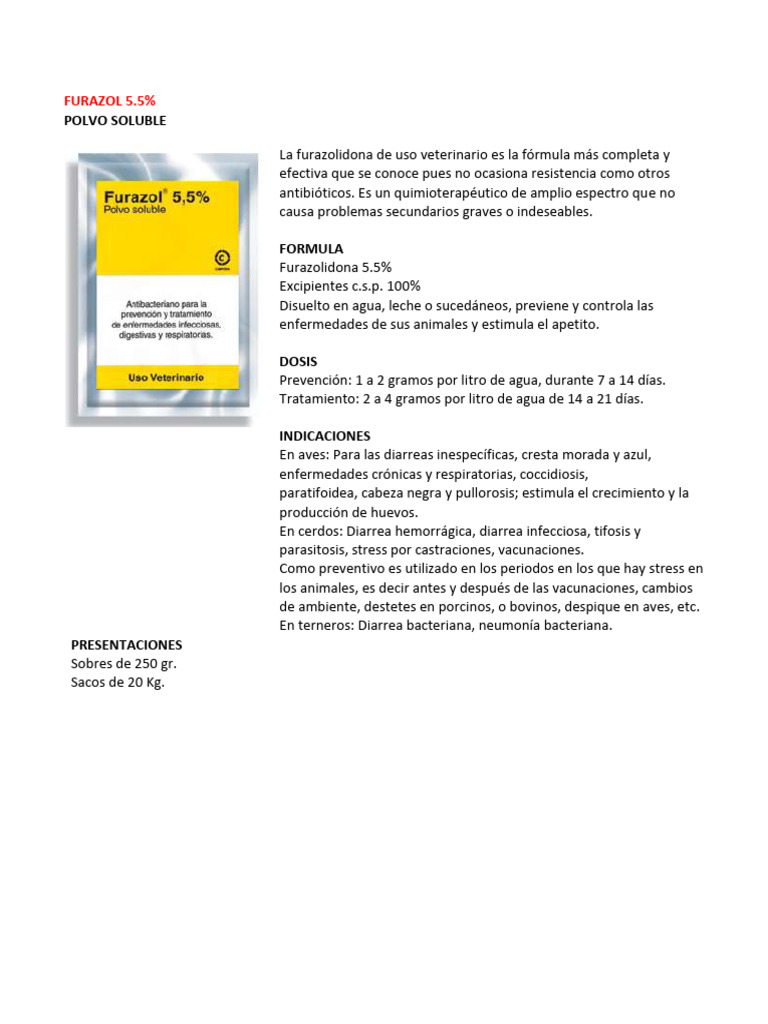 Furazolidona 5.5% para Animales | PDF