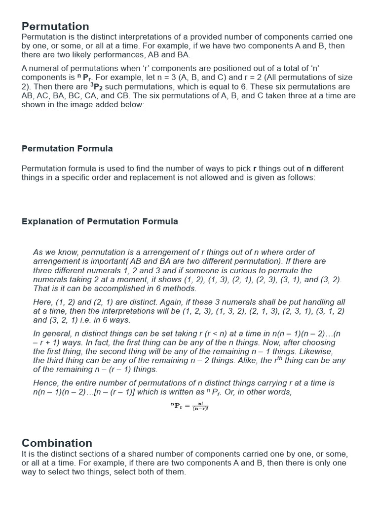 Permutation and Combination - Definition, Formulas, Examples and FAQs ...