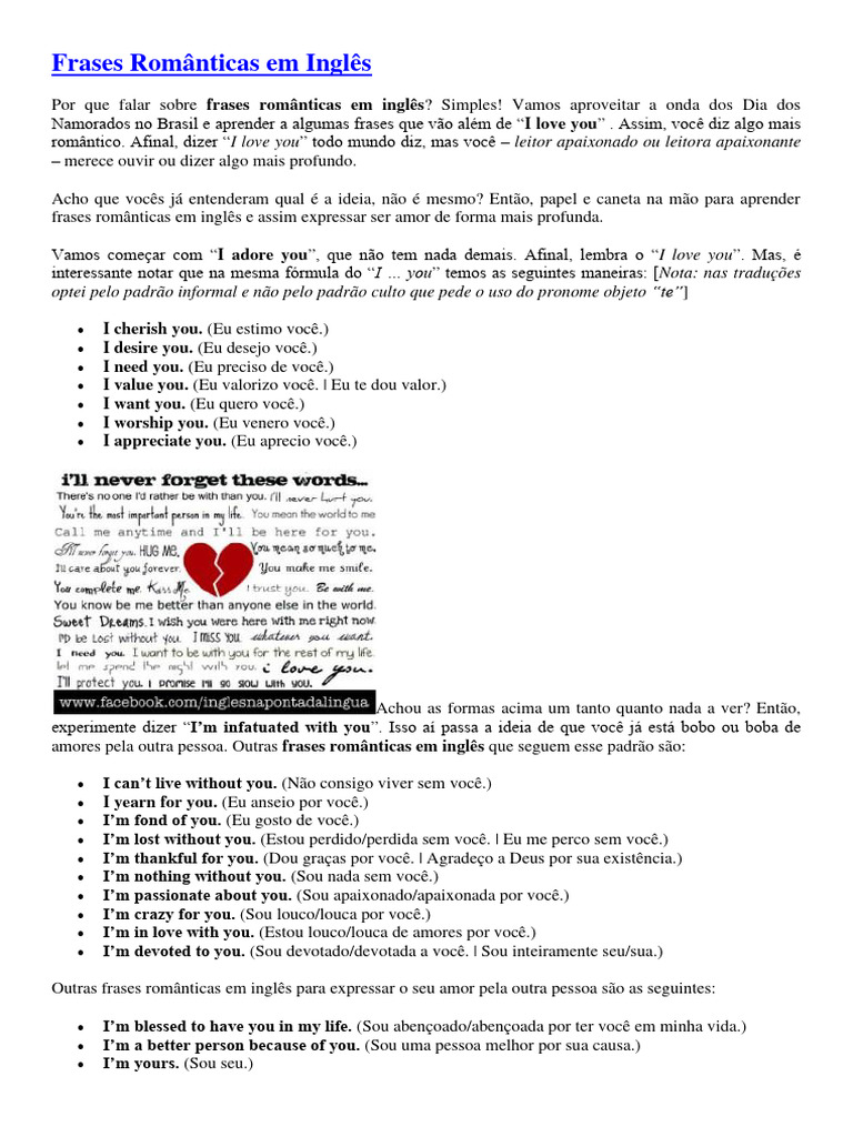Frases Românticas em Inglês | PDF | Amor, image size:768x1024