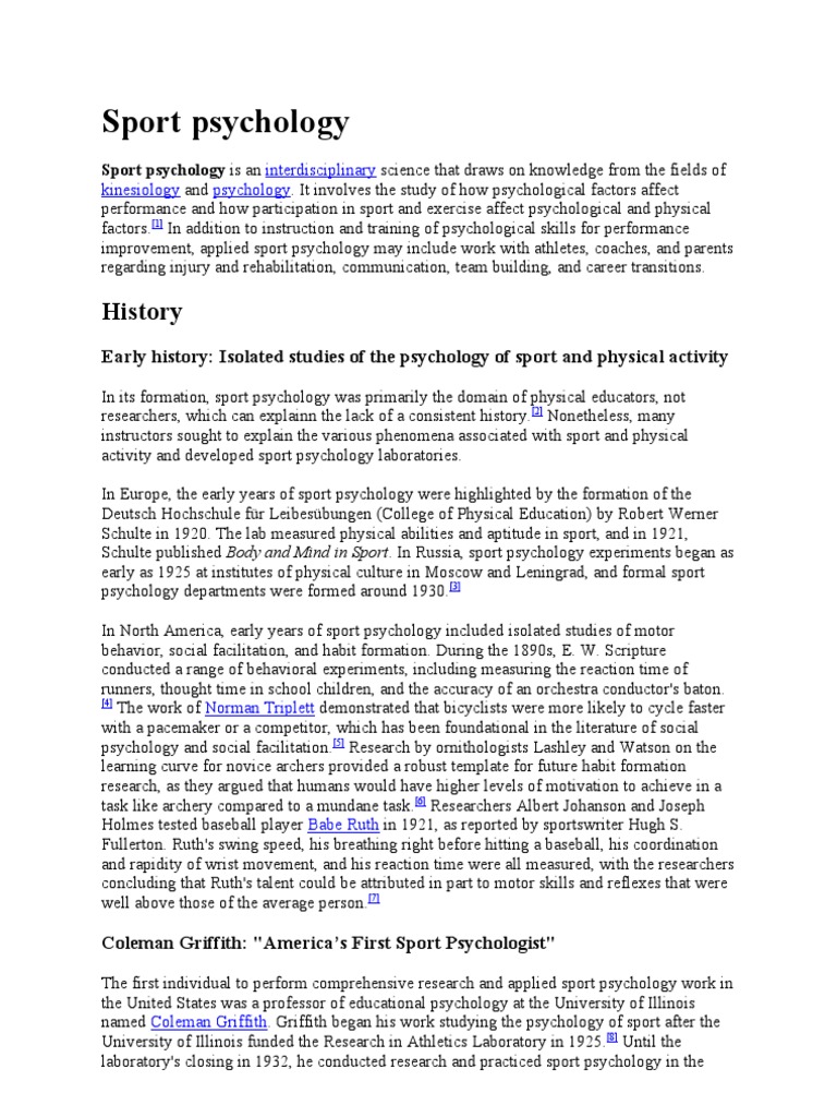 Sports Psychology PDF Psychologist Clinical Psychology