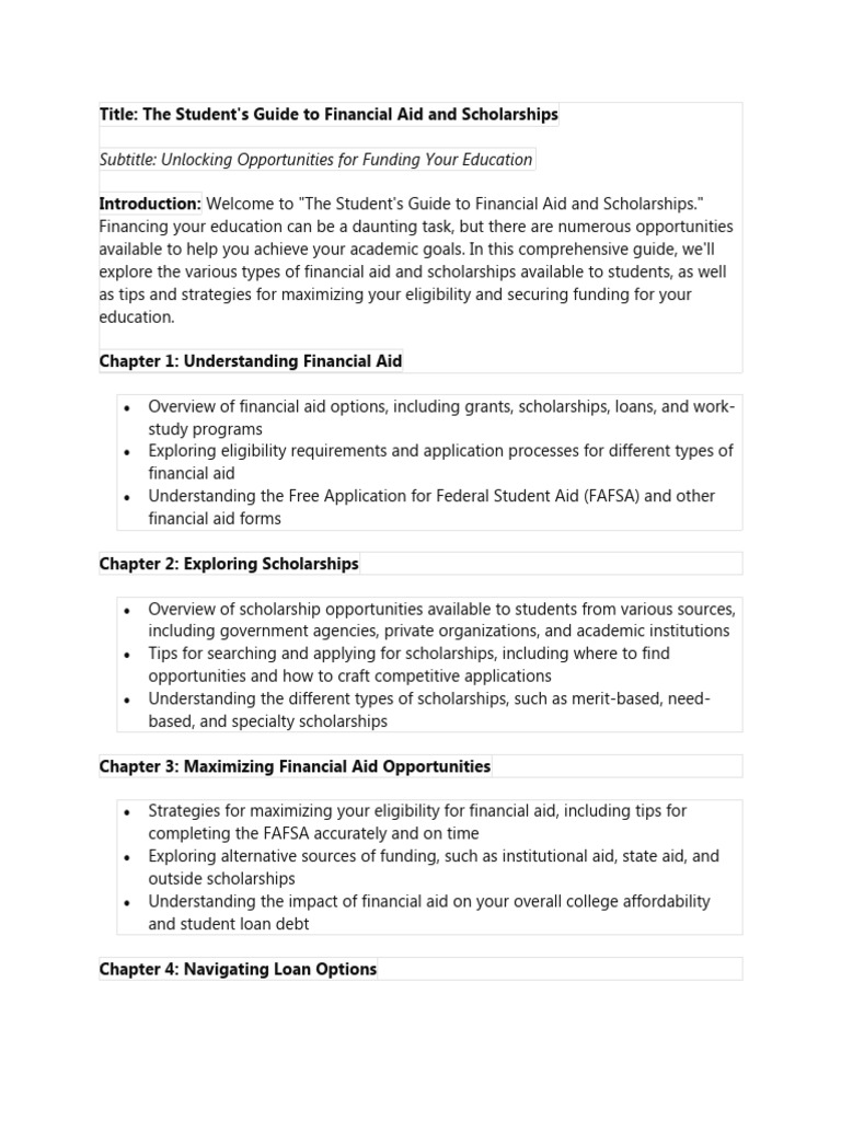 Financial Aid and Scholarship Guide | PDF | Student Financial Aid In ...