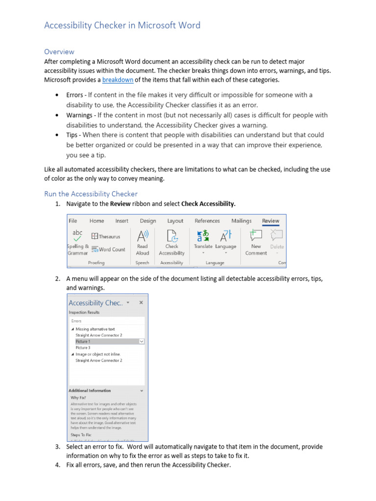 Accessibility Checker in Microsoft Word | PDF
