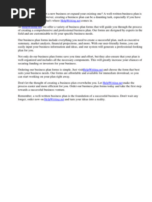 Business Plan Forms - Order Now on Helpwriting.net