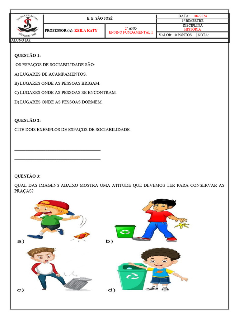 Espaços de Sociabilidade no 2º Ano | PDF