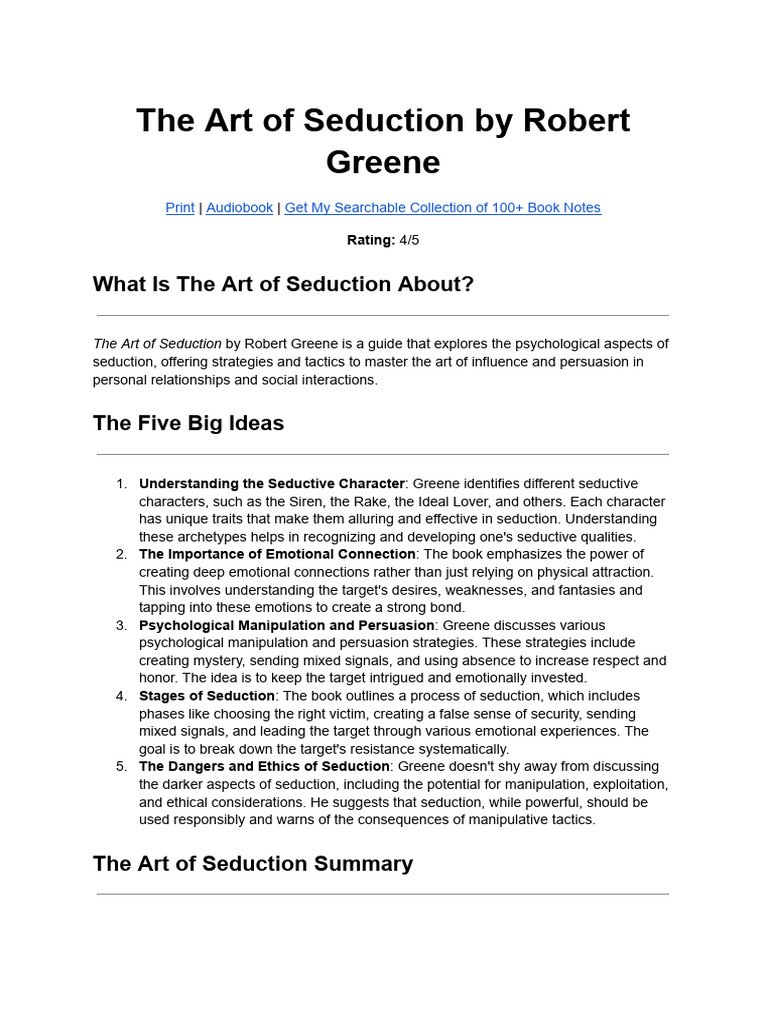 The Art of Seduction by Robert Greene PDF Seduction Emotions