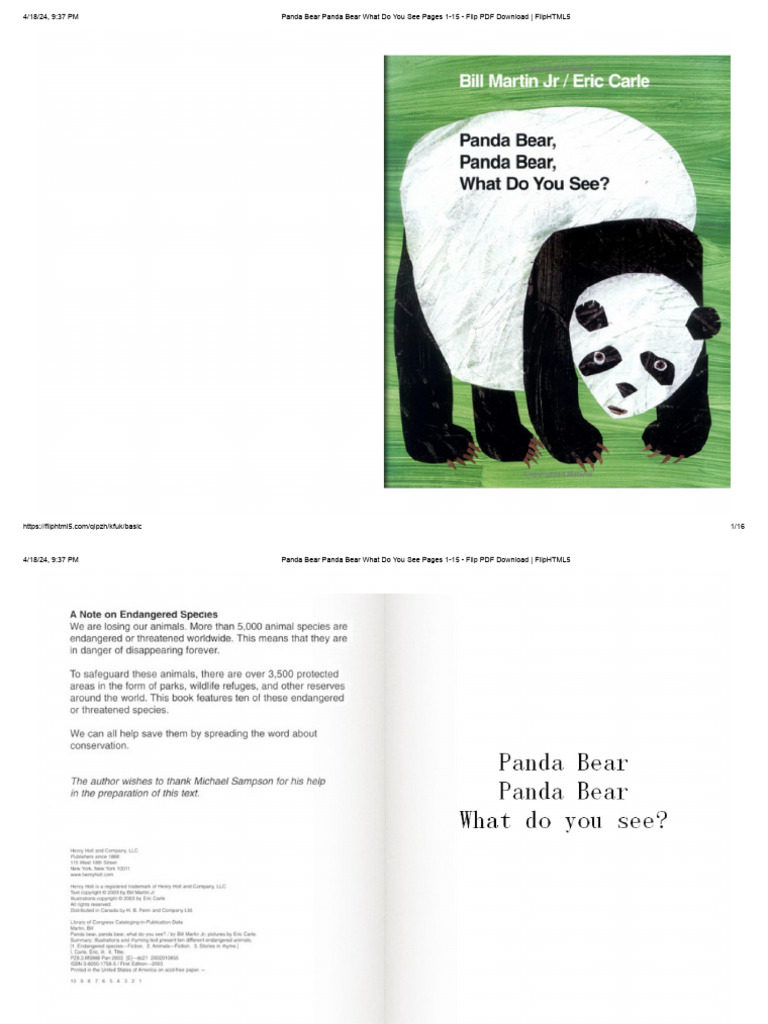 Panda Bear Panda Bear What Do You See | PDF
