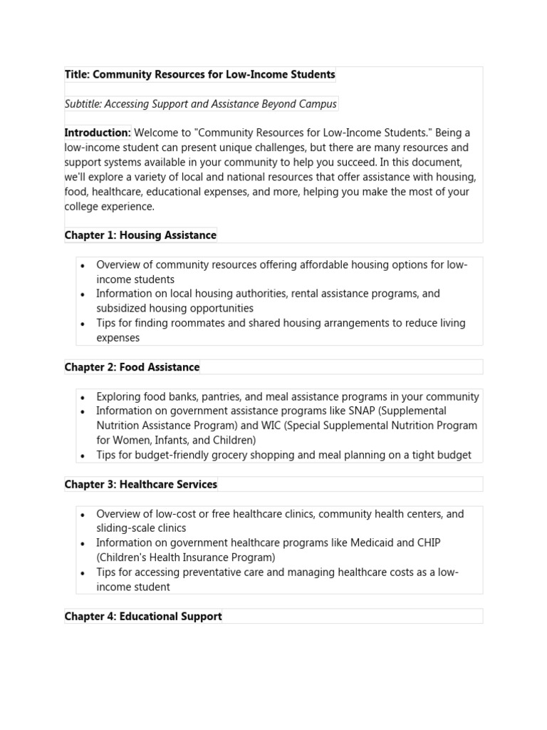 Community Resources For Low-Income Students | Download Free PDF | Wic | Supplemental Nutrition ...