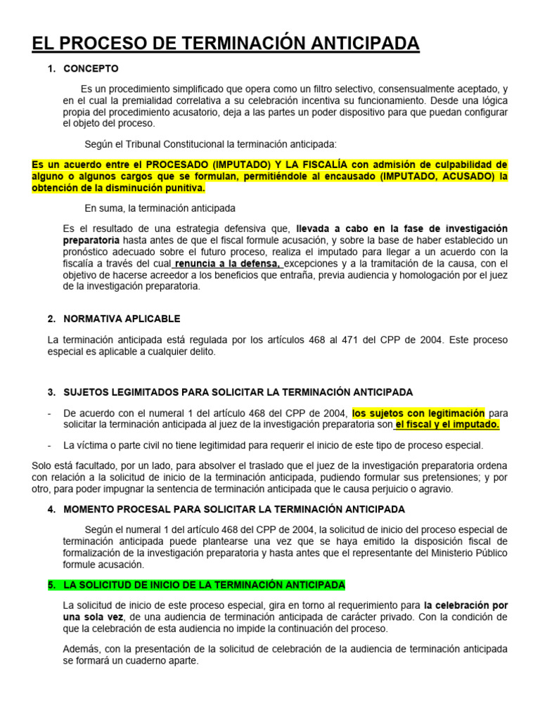 Proceso de Terminación Anticipada | PDF | Fiscal | Sentencia (ley)