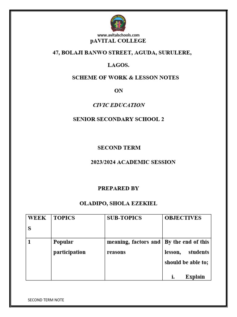Civic Education SS2 Term 2 Notes | PDF | Substance Abuse | Recreational ...