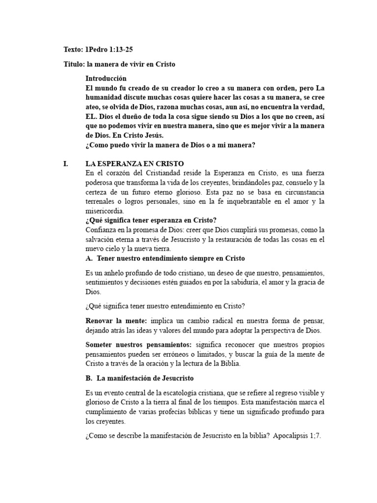 La Esperanza en Cristo - 085831 | PDF | Pecado | Dios