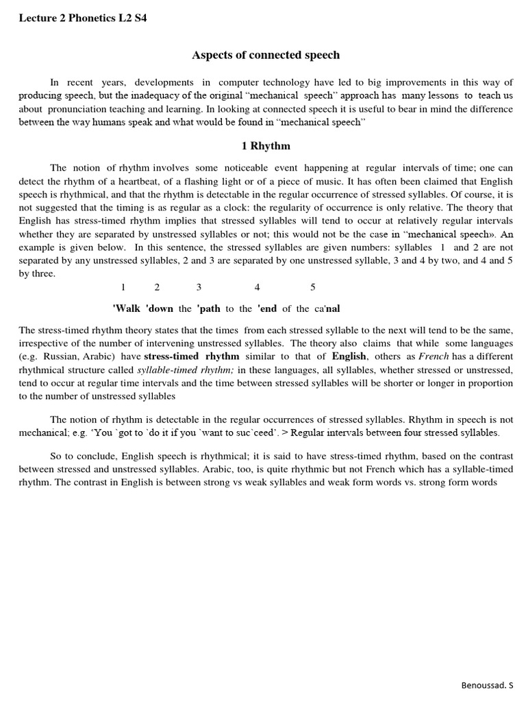 Connected Speech and Assimilation in English | PDF | Stress ...