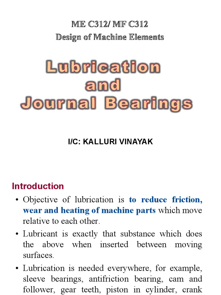 Lubrication & Journal Bearings Mode) PDF Bearing