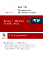 BIS100 Lecture 6 Hardware - Storage and Output Devices