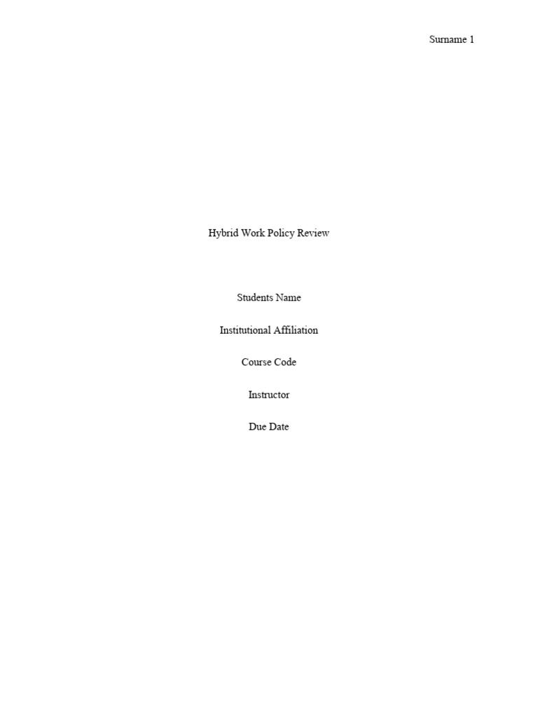 Hybrid Work Policy PDF Employment Business