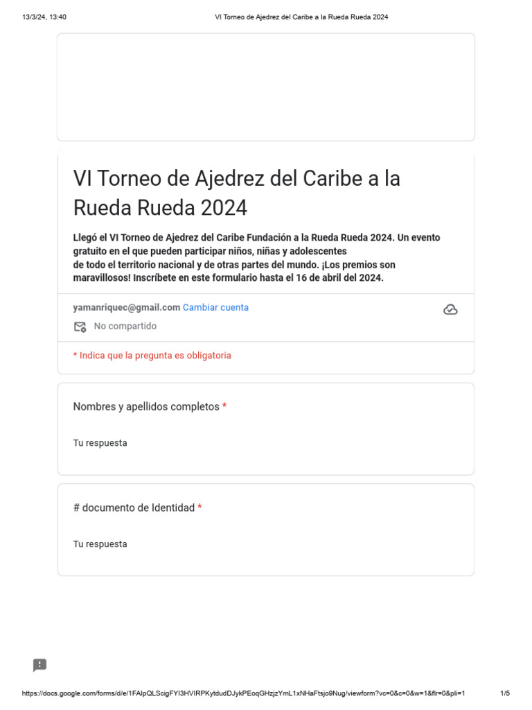 VI Torneo de Ajedrez Del Caribe A La Rueda Rueda 2024 | PDF | Negocios