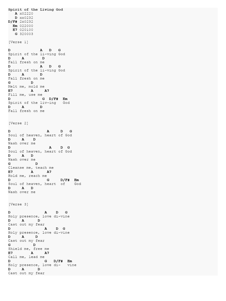 Spirit of the Living God Lyrics | PDF