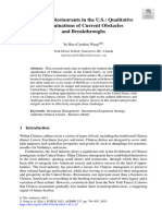 Chinese Restaurants in The U.S.: Qualitative Examinations of Current Obstacles and Breakthroughs