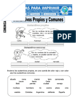 Ficha de La Sustantivos Propios y Comunes para Primero Deprimaria