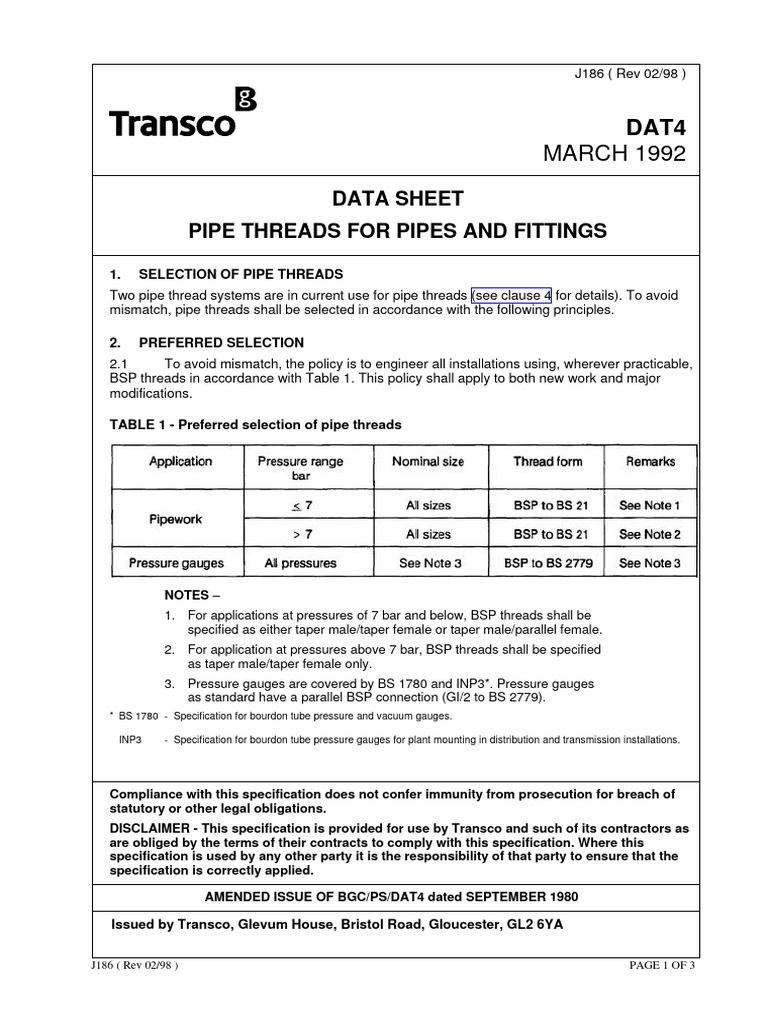 Pipe Thread Selection Guidelines | PDF | Pipe (Fluid Conveyance)