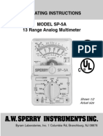 OPERATING INSTRUCTIONS. MODEL SP-5A 13 Range Analog Multimeter
