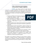 Politica de Seguridad Salud Ocupacional y Medio Ambiente