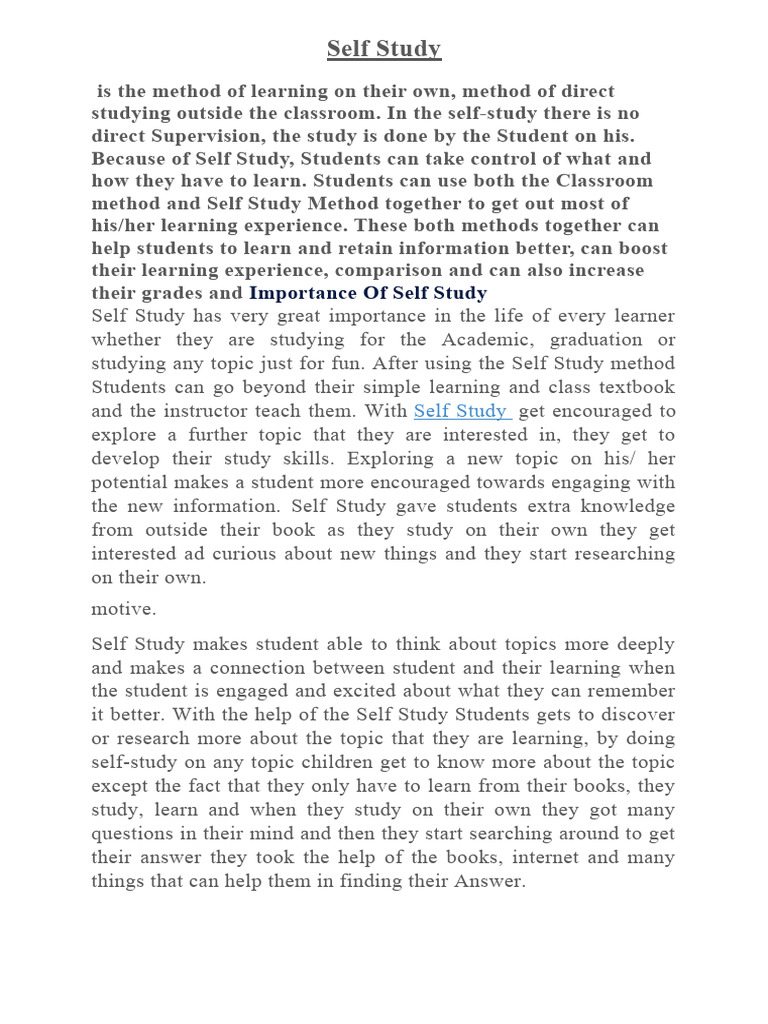 Self Study Pdf Learning Study Skills