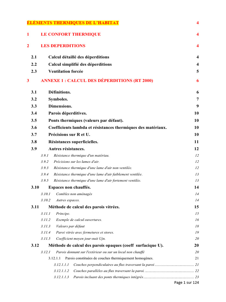 Calcul des déperditions thermiques PDF Thermodynamique Phénomène — free download