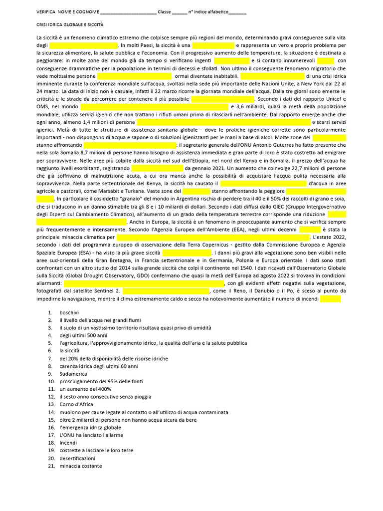 Verifica Acqua 3°c | PDF