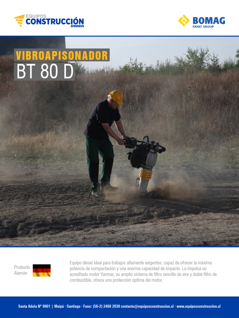 Ficha-vibroapisonador-BT80D-1 Bomag | PDF | Vehículos | Vehículo de motor