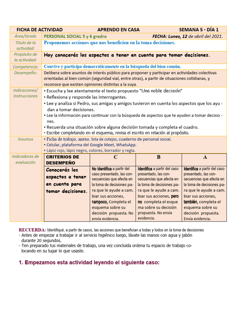 Toma de Decisiones en Personal Social | PDF | Toma de decisiones