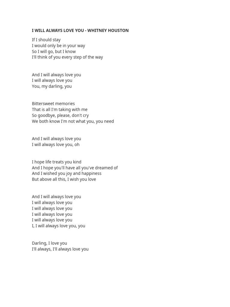 Whitney Houston Song Lyrics &amp; Pronunciation | PDF | Poetry