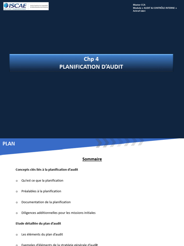 Planification d'Audit selon ISA 300 | PDF | Audit | Contrôle interne