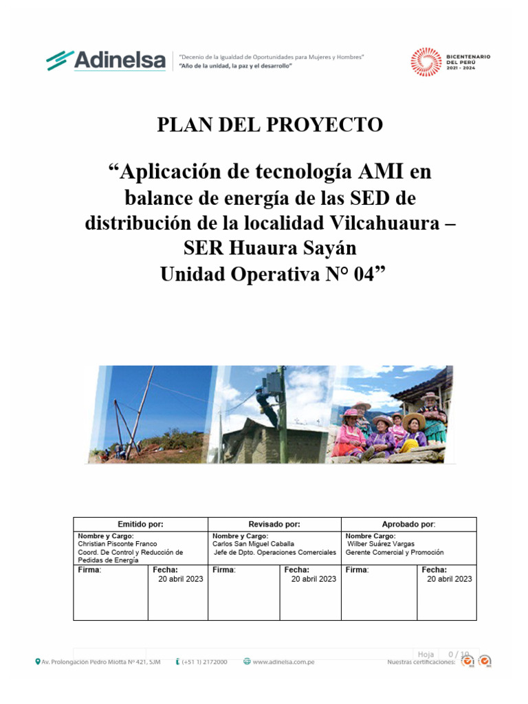 Plan Proyecto Balance de SED Con AMI A Vilcahuaura v2 | PDF | Business ...