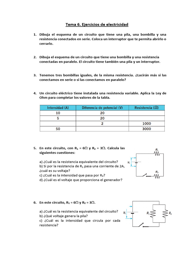 Ejercicios de Electricidad | Descargar gratis PDF | Resistencia ...