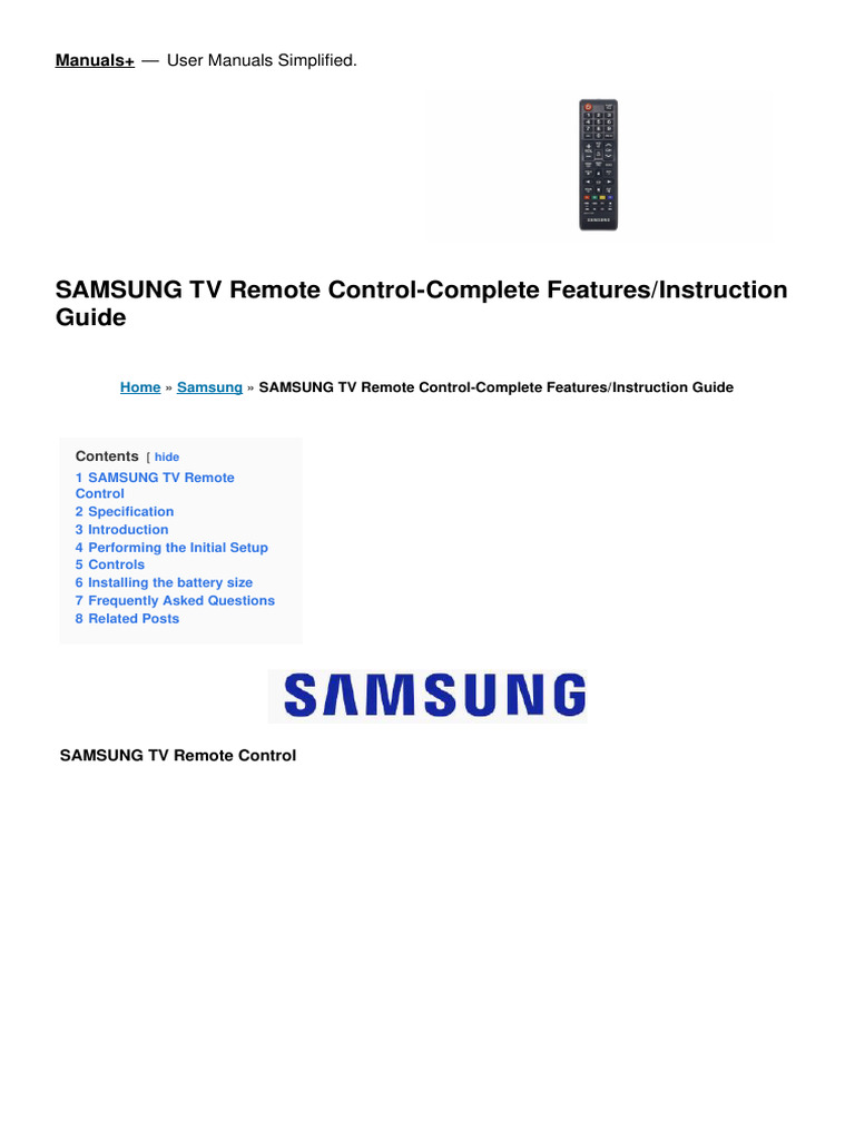 Samsung TV Remote Control Guide | PDF | Samsung Electronics | Roku