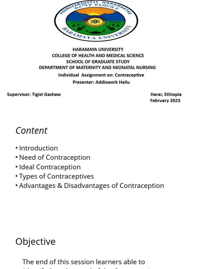 Contraceptive Assignment Adihailu | PDF | Birth Control | Condom
