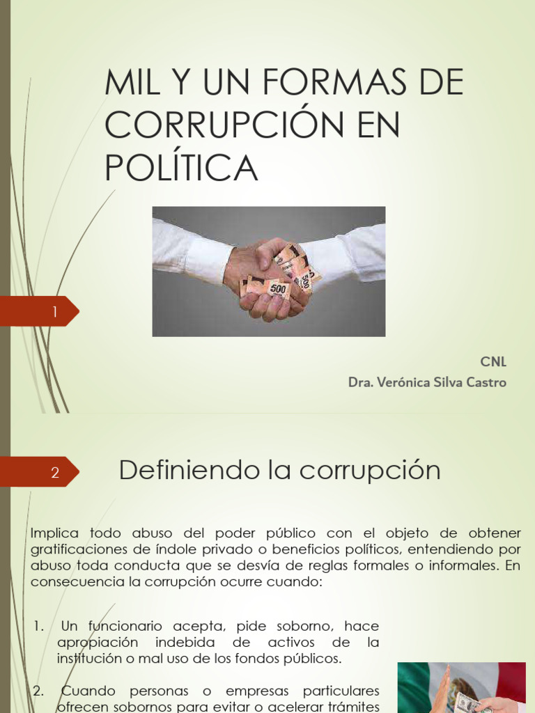 Presentacion Mil Y Un Formas De Corrupcion En La Politica Pdf