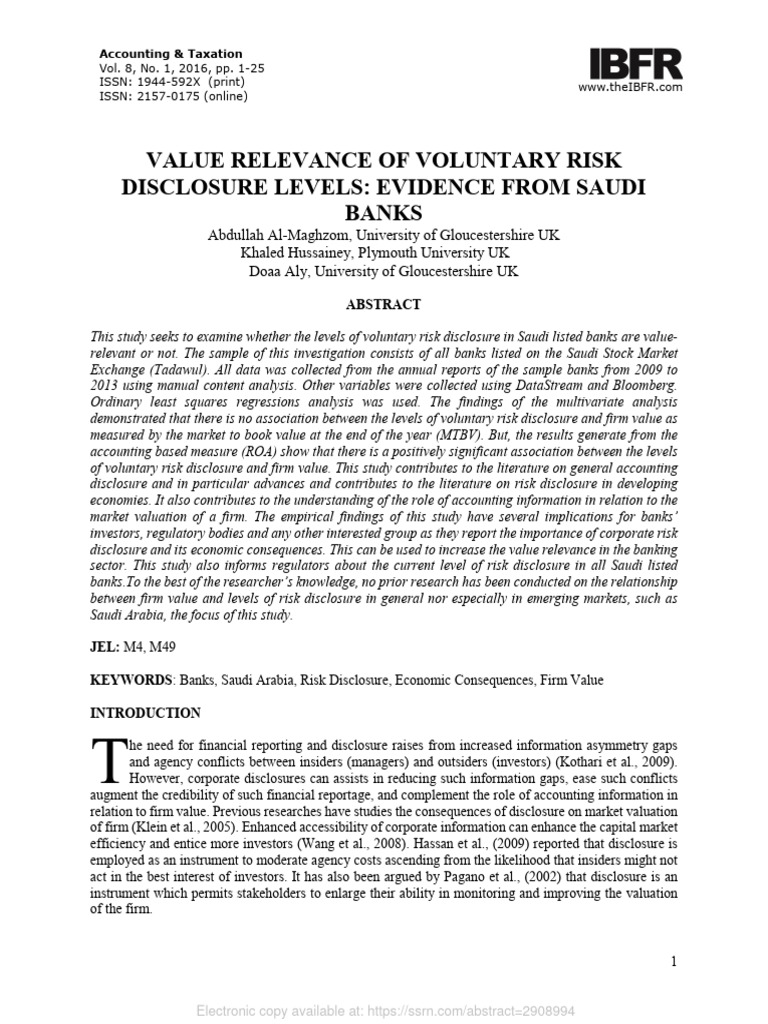 Al-Maghzoum Et Al 2016 Value - Relevance - of - Voluntary - Risk ...