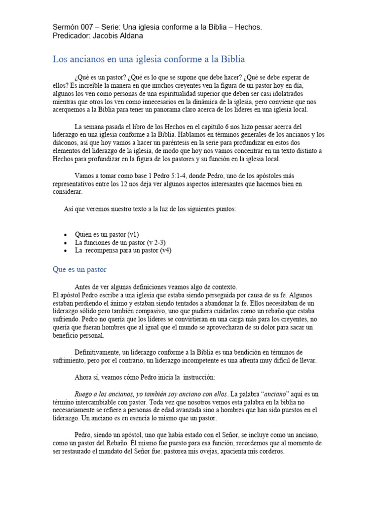 Funciones de los Ancianos en la Iglesia | PDF | Cristo (título ...