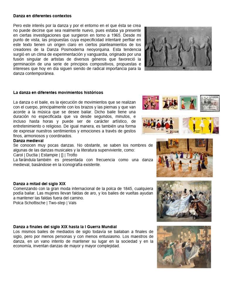 Evolución de la Danza a lo Largo del Tiempo | PDF | Bailes | Las artes ...
