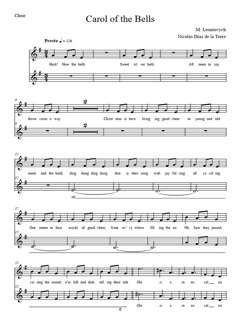 Carol of The Bells - Libera - SA + Piano - Choir | PDF
