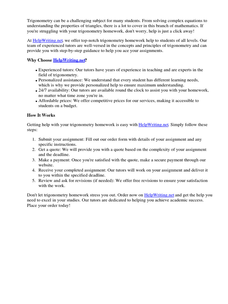 Trigonometry Homework Help | PDF | Trigonometric Functions | Trigonometry