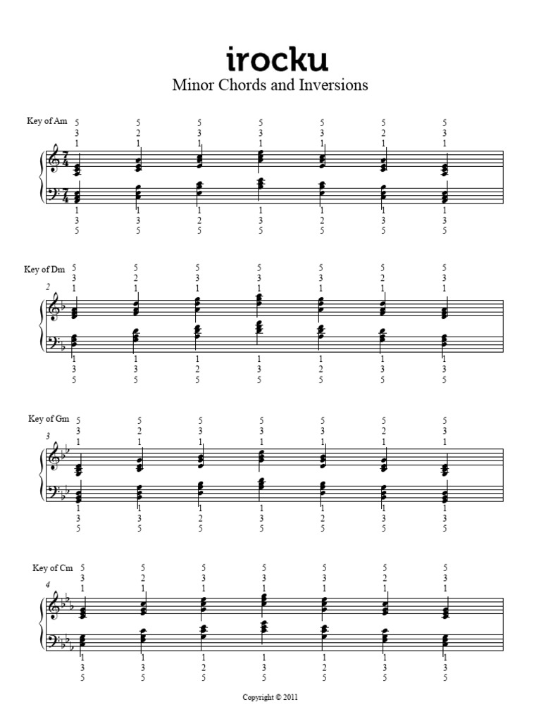 Piano Chords Inversions Minor | PDF