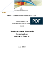 Anexo Res. 372-15 Diseño Curricular Prof Educ Sec en Informática