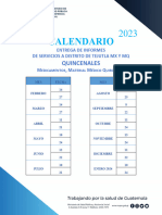 Calendario Entrega de Informes Quincenales y Mensuales Medicamentos MX y MQ Distrito de Tejutla