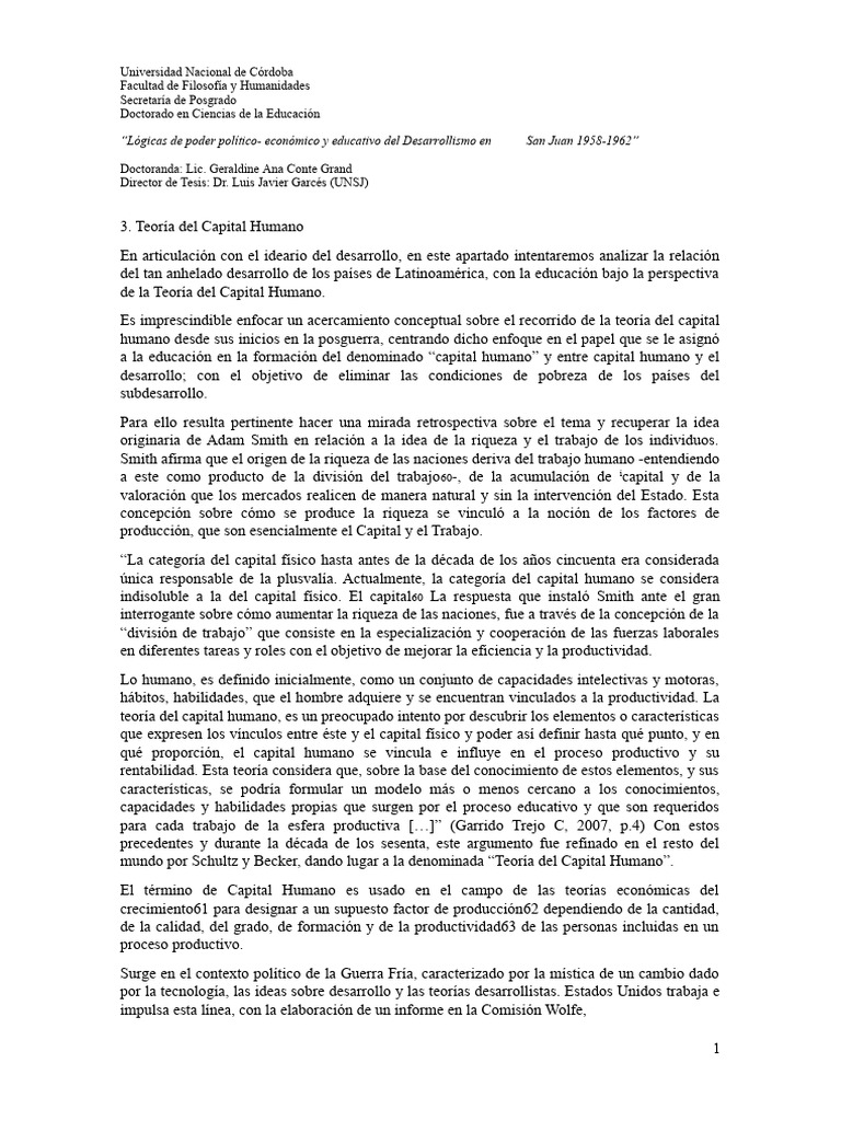 Teoría del Capital Humano y Desarrollo | PDF | Capital (economía