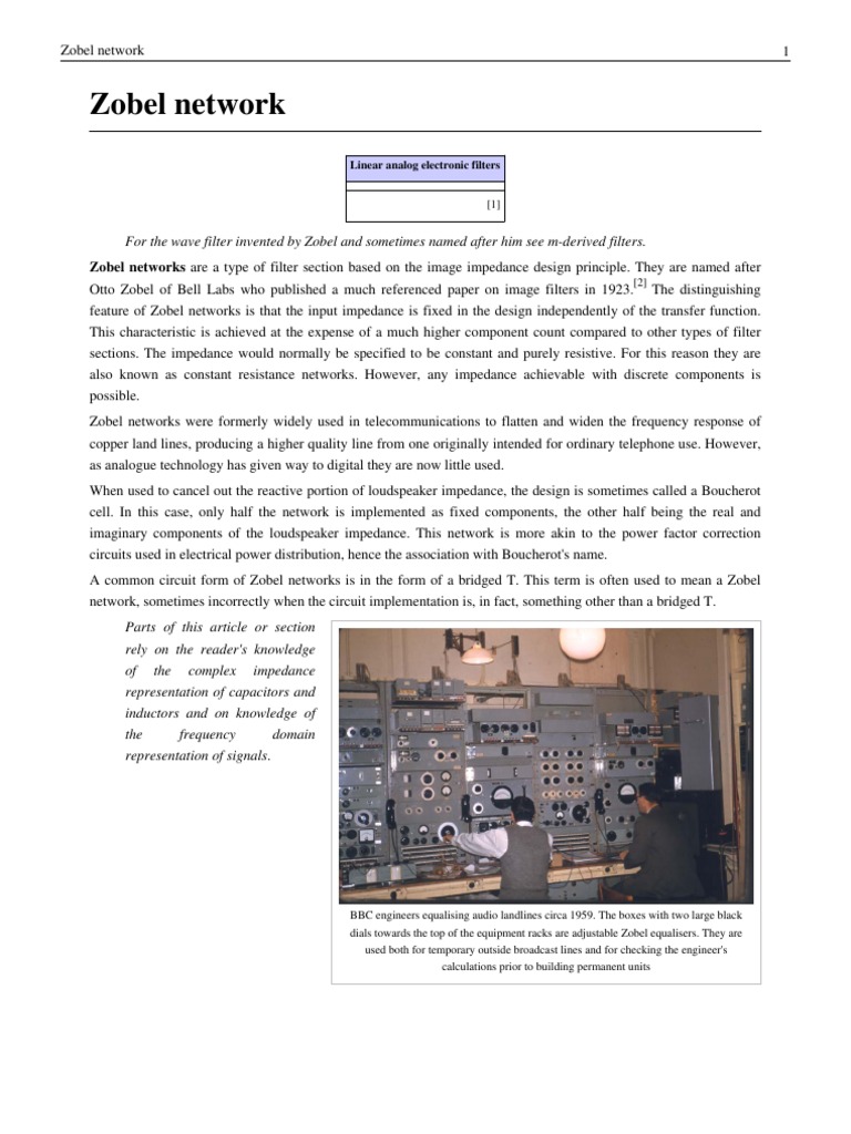 Zobel Network Speaker PDF Electronic Filter Signal Processing